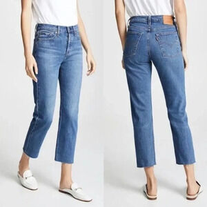 Levi's Premium Wedgie Straight High Rise Raw Hem Jeans Size 28